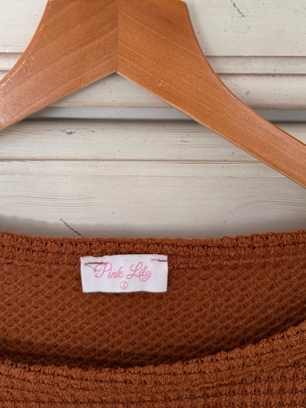 Pink Lily Tan Waffle Babydoll Top - Picture 4 of 4